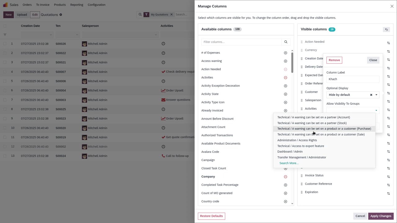 Master Columns & Filters in Odoo | Adaptive List Pro | Odoo