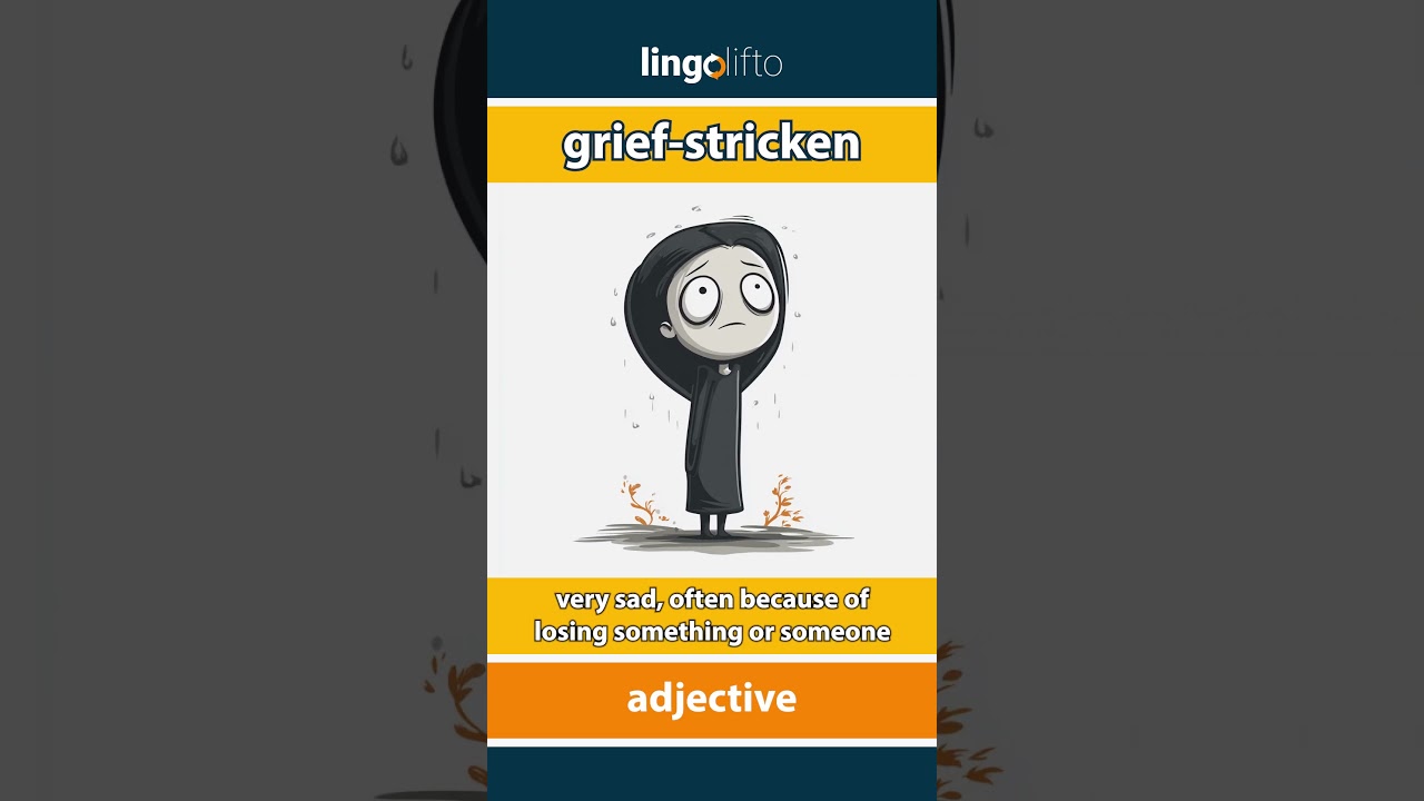 🇬🇧 Grief-stricken Meaning : Flash Card : Learn English Vocabulary