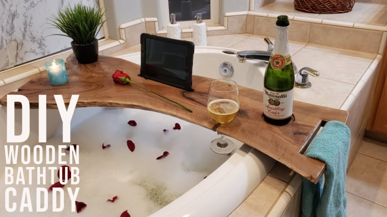 DIY Wood Bathtub Caddy Tray