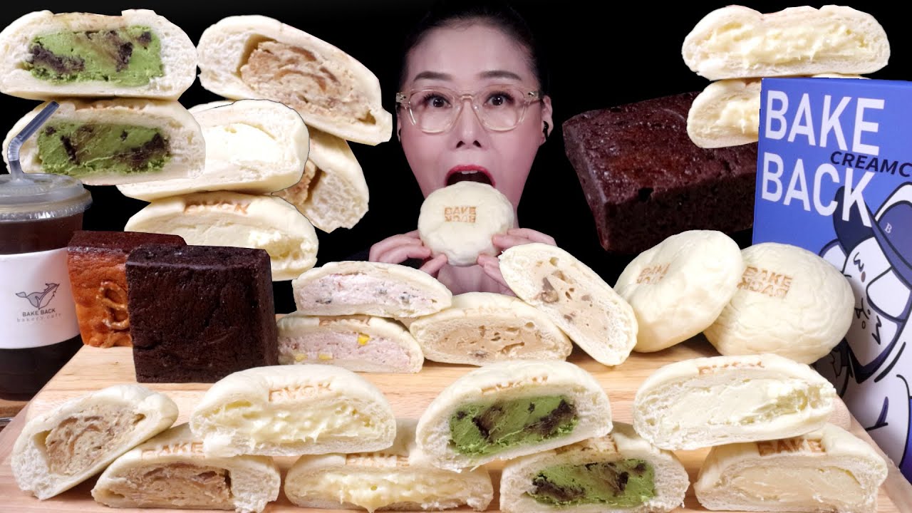 SUB)MUKBANG 크림치즈 모찌빵 부산초량 신상카페