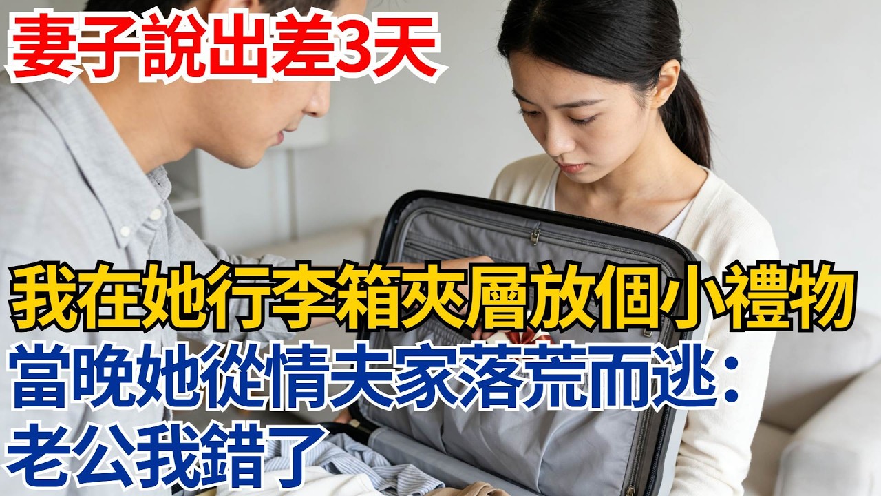 妻子說出差3天，我在她行李箱夾層放了個“小禮物”，當晚她從情夫家落荒而逃：老公我錯了【都市際遇】#都市情感#情感故事#妻子出軌#出軌故事#婚姻背叛#反轉劇情