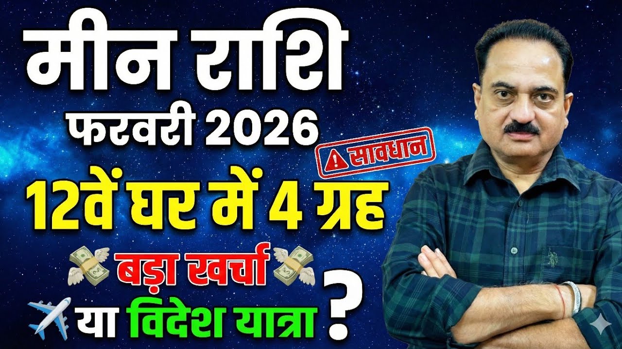 मीन राशि फरवरी 2026: 12वें भाव में 4 ग्रहों का जमावड़ा! ✈️ विदेश जाने का सपना होगा पूरा? #meshrashi