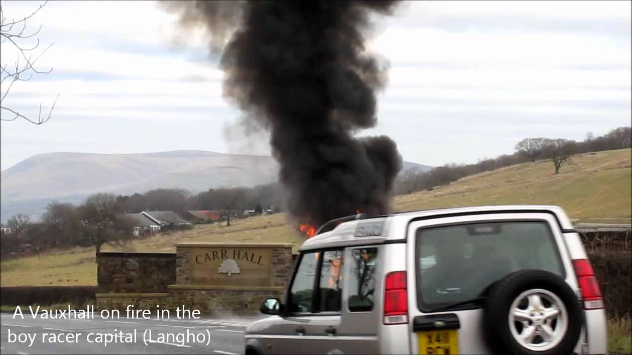 A car on fire in Langho