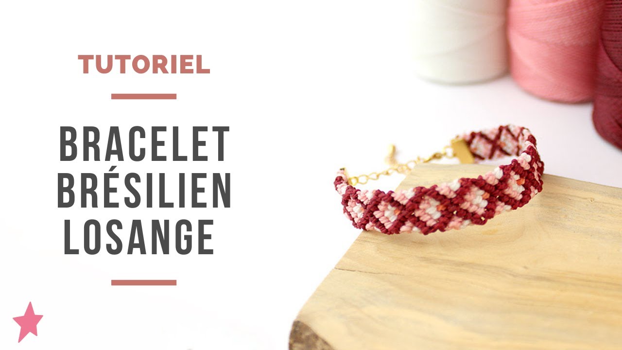 DIY |  Bracelet br&eacute;silien mod&egrave;le losange 4 couleurs avec fil Linhasita