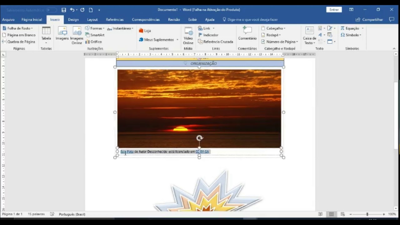 Word -  finalizando Menu inserir