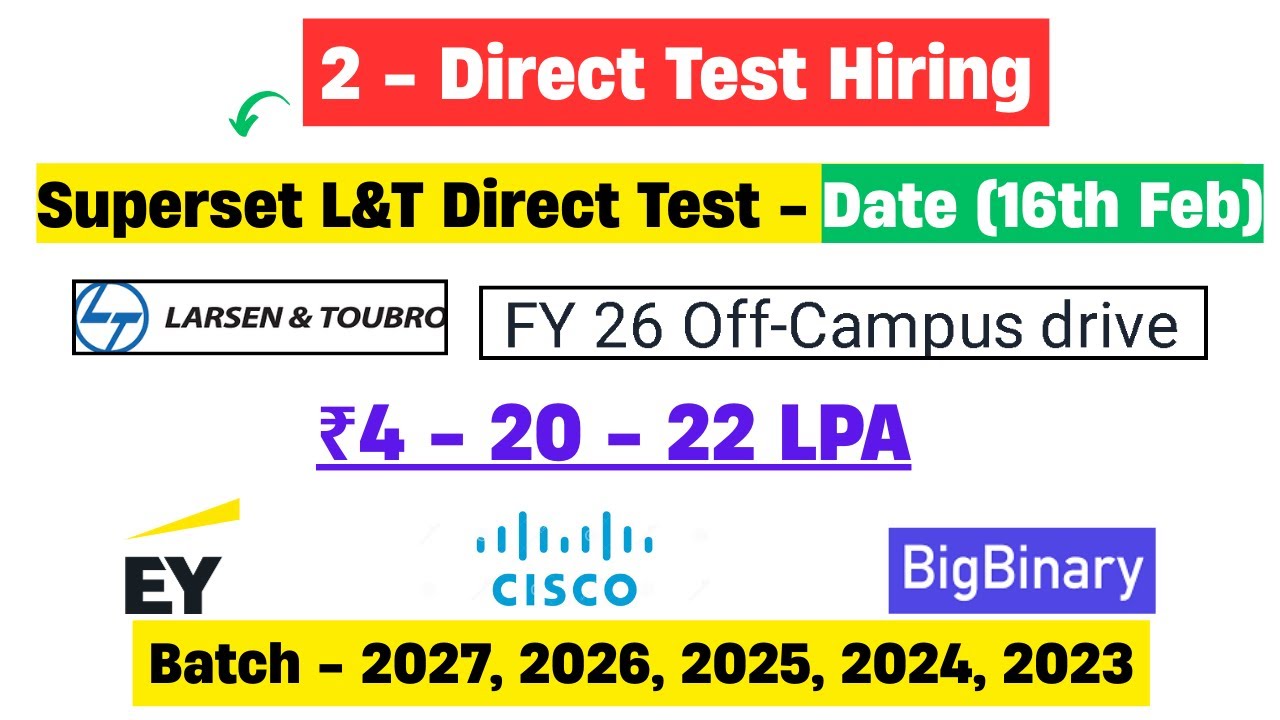 😱L&T Direct Test Hiring 2026 | Ey Hiring 2025, 2026 | Direct Test Hiring 2025 | hire me plz