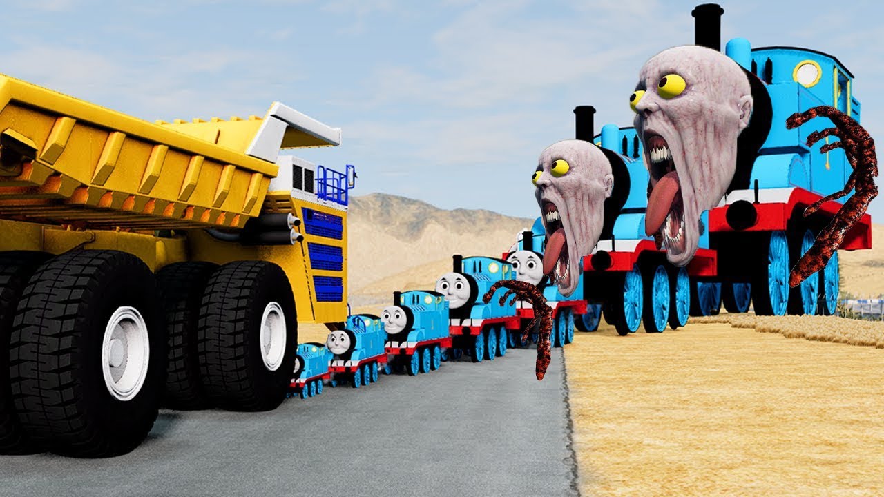 Big & Small Thomas the Tank Engine vs Giant Belaz  BeamNG.Drive #1