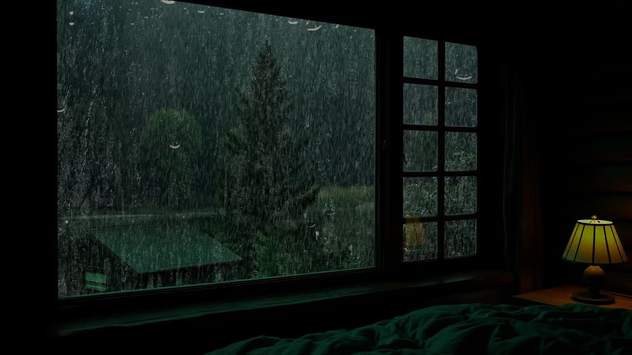 Dark Rainy Evening with Rolling Thunder | Natural White Noise for Sleeping