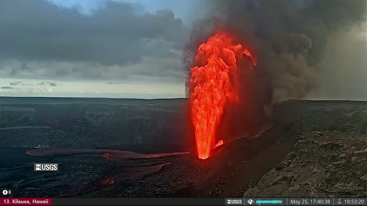 May 25, 2025: 1000ft Lava Fountain at Kilauea Volcano, Hawaii (Cam B)