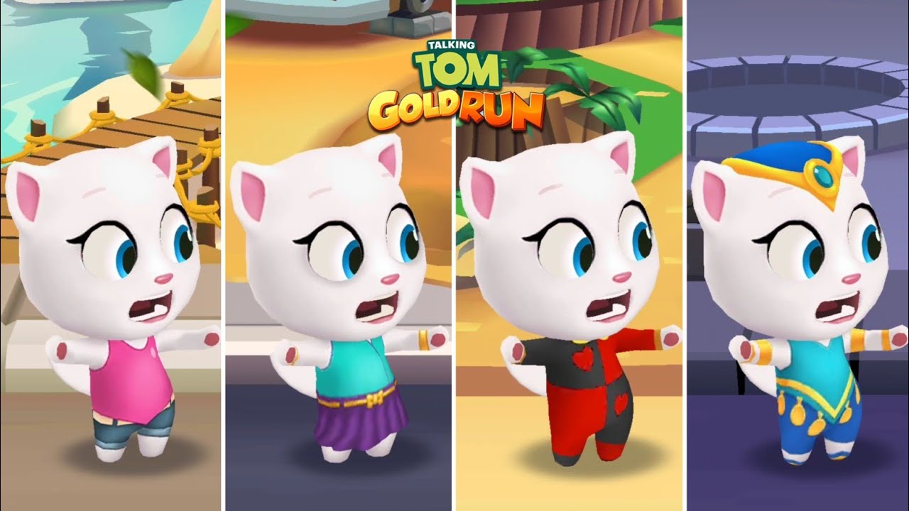 Talking Tom Gold Run - Talking Angela vs Neon Angela vs Carnival Angela vs Genie Angela Gameplay
