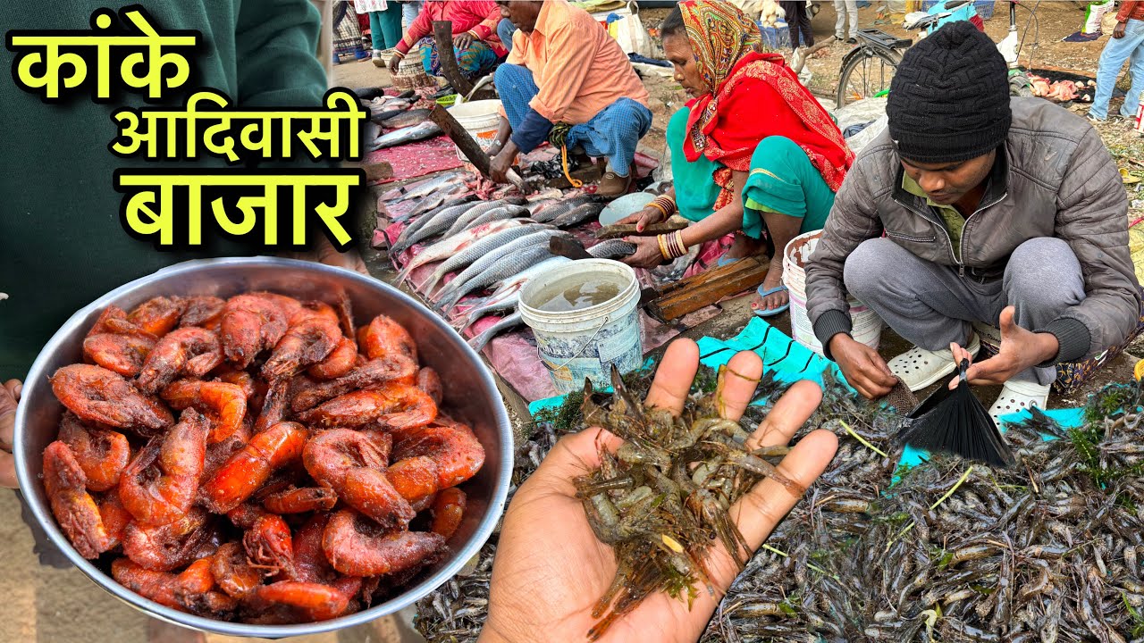 काके आदिवासी बाजार | R150 मे खाए 1Kg भुंजल पहाड़ी चिगडी | Village Tribal Market | Fish Fry Recipe