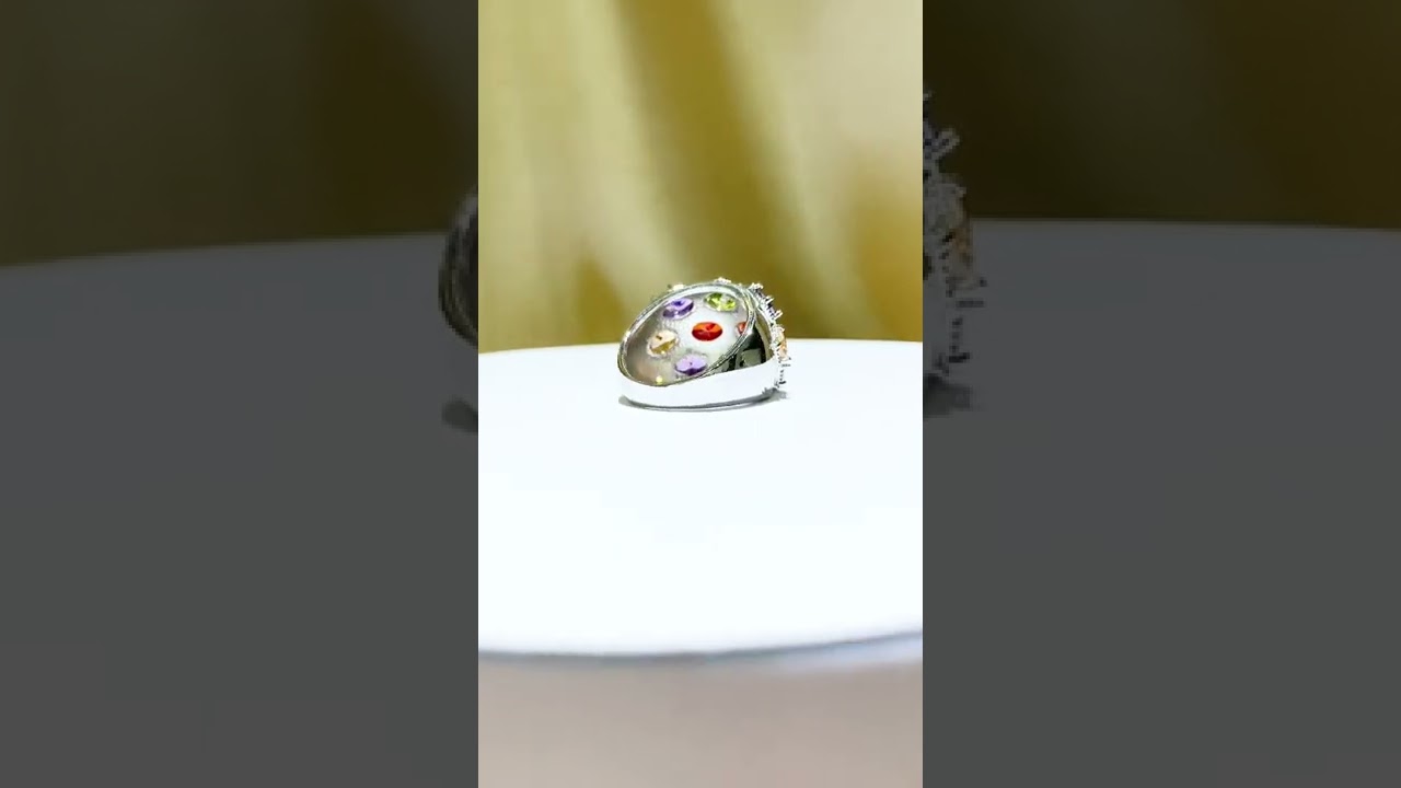 Colorful Oval Shaped Cut Ring - Monarjew #shorts