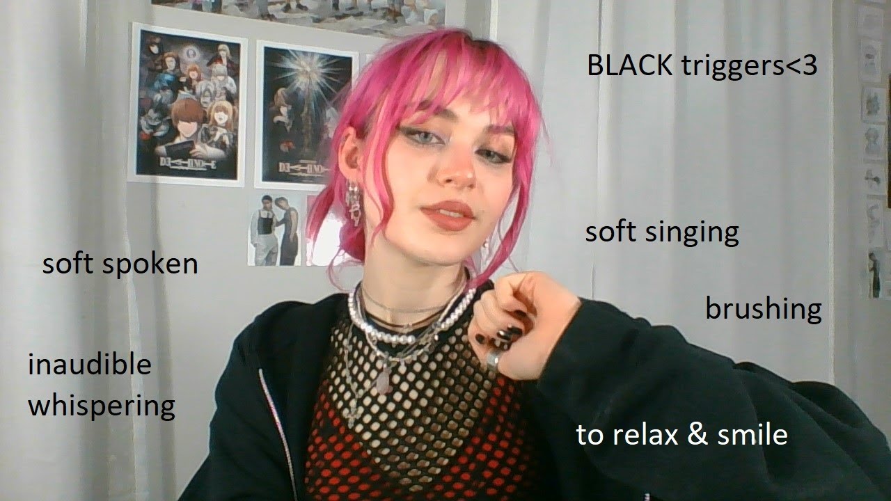 ASMR with black triggers (mouth sounds, inaudible whispers, soft singing, soft spoken..)