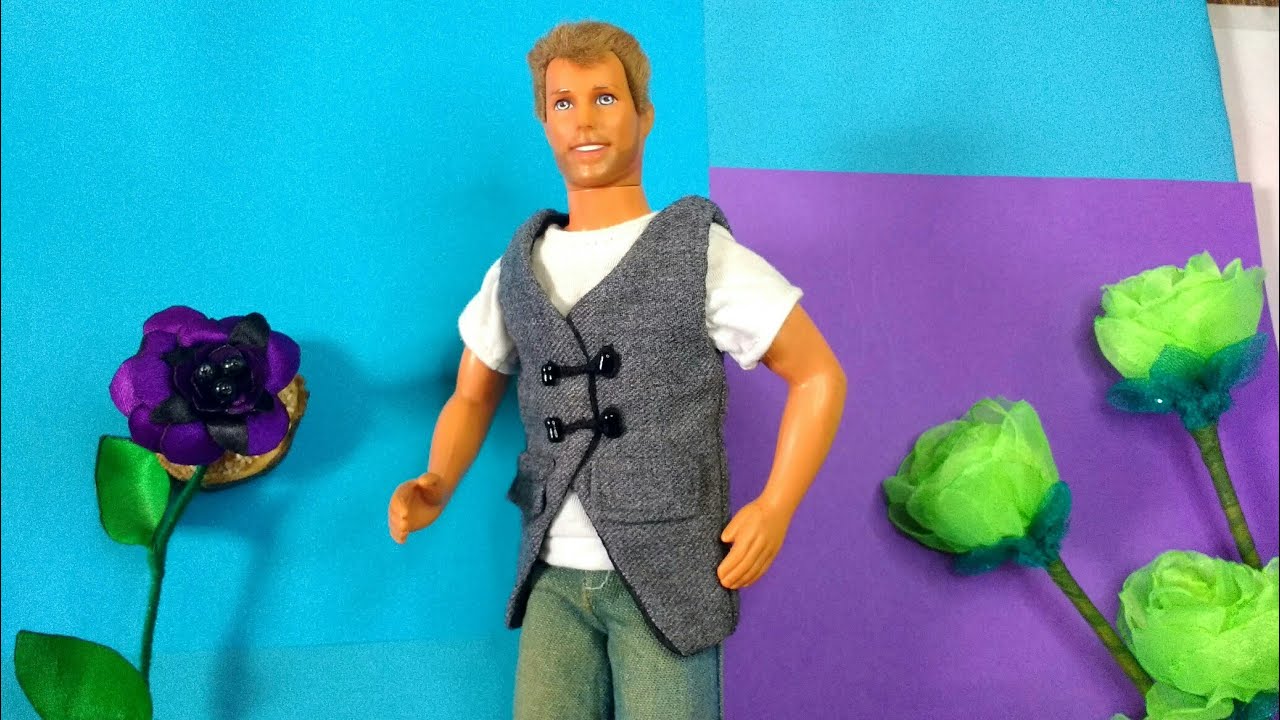 C&oacute;mo hacer chaleco largo para Ken DIY #howtomakebarbiedress #diybarbieclothes #barbiedolldress