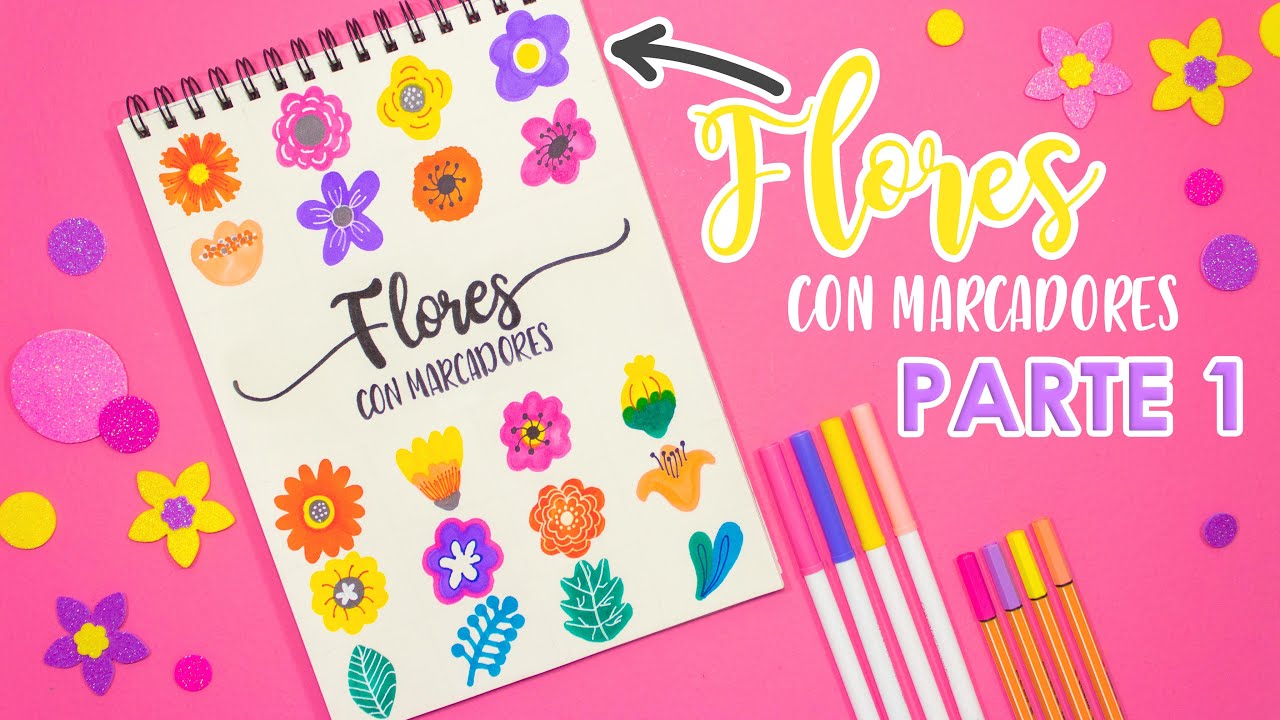 Decora tus APUNTES con FLORES CON MARCADORES - PARTE 1