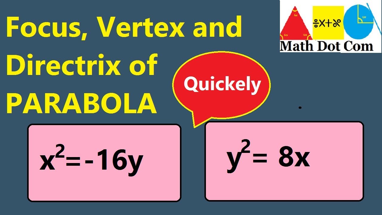 Find Vertex Focus and Directrix of Parabola (Conic Sections) | Math Dot Com