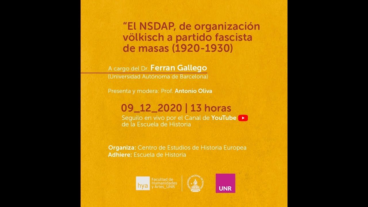 El NSDAP, de organizaci&oacute;n v&ouml;lkisch a partido fascista de masas (1920-1930) con Ferran Gallego (UAB)