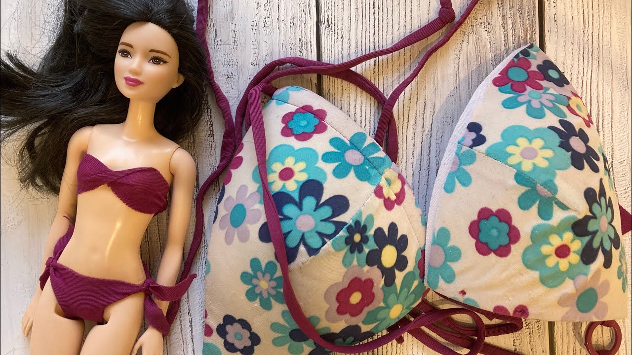 DIY: NO SEW, NO GLUE EASIEST BARBIE BIKINI (reuse my old bikini)