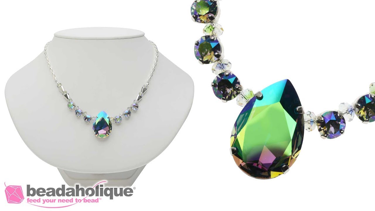 Как сделать ожерелье из кристаллов Swarovski с декоративными камнями и цепочкой