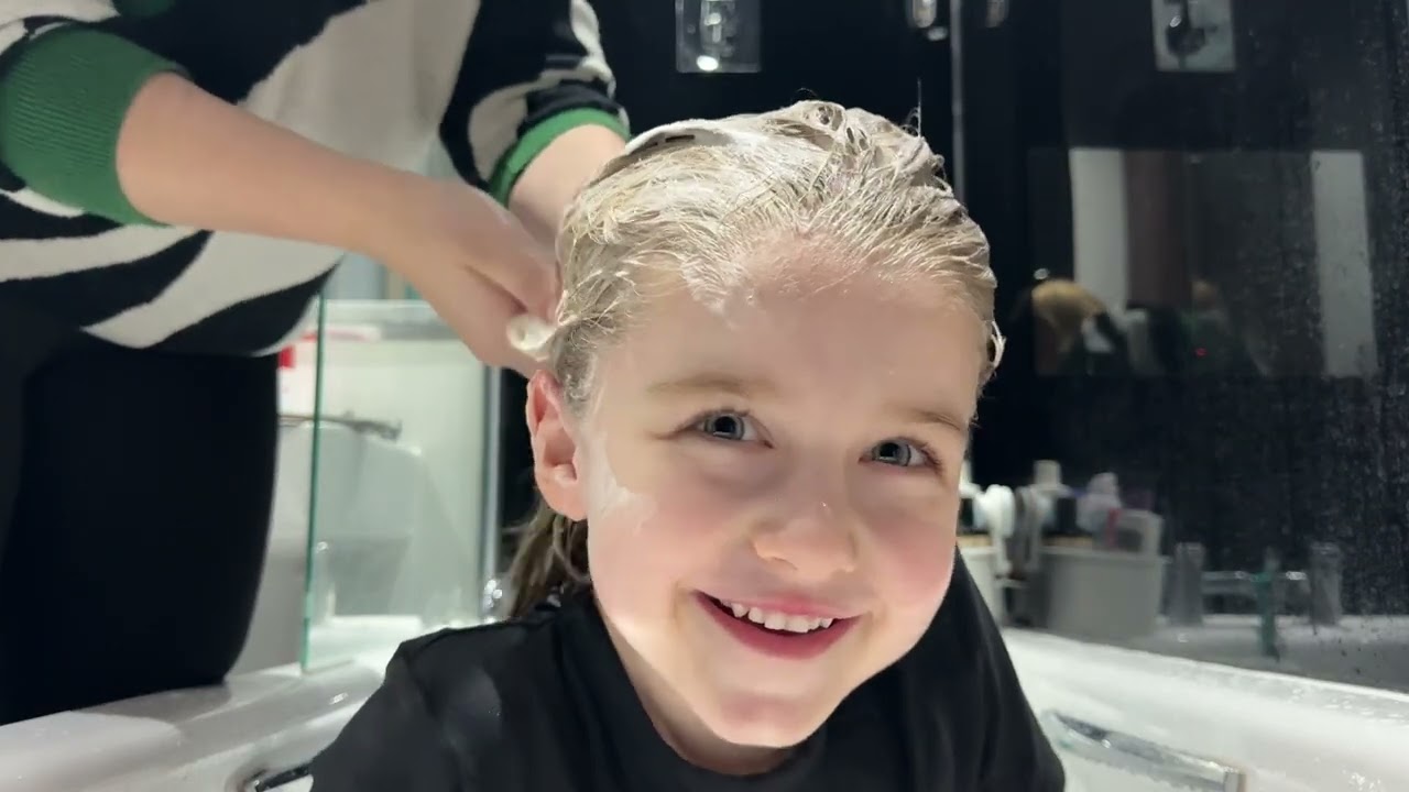 Washing my kids hair. 5 year old with long hair. 