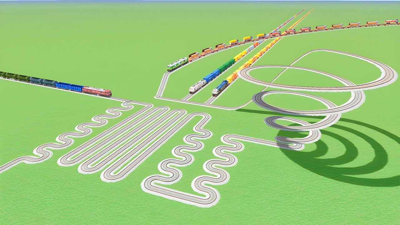 🎉FOR COLOURFUL TRAIN CROSSIN SNAKE 🐍CIRCLE TRUN CURVE ZIG ZAG RAILROAD TRAIN SIMULATOR