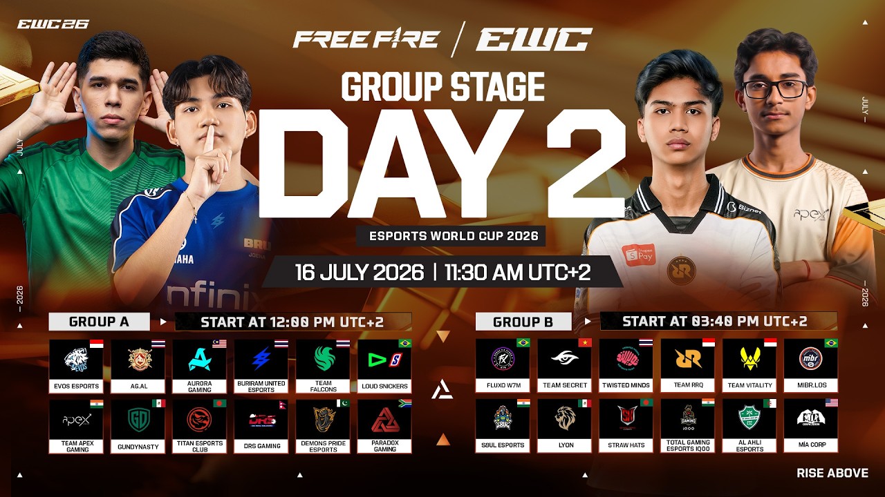 Free Fire EWC 26 Day 2 LIVE 🔥 Paradox Gaming Continues the Fight!