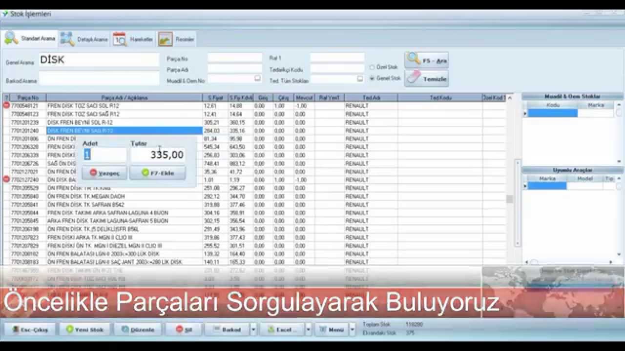 Yedek Par&ccedil;a Programı Elegance (Y&uuml;ce Yazılım) Barkod - &Uuml;cretsiz - Oto Yedek Par&ccedil;a