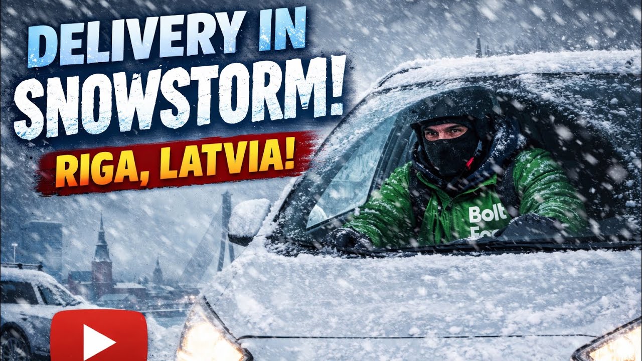 DELIVERY JOBS IN SNOWSTORM Riga Latvia 🇱🇻 || Student Life in Latvia Europe 