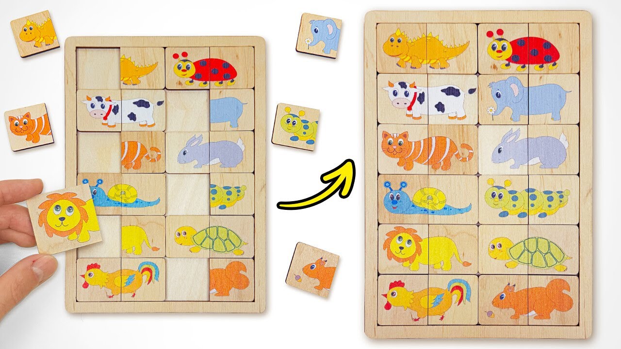 Match the Animal Halves 🐞🐮🐢 |  Learn Animal Names for Kids & Toddlers with Activity Puzzle