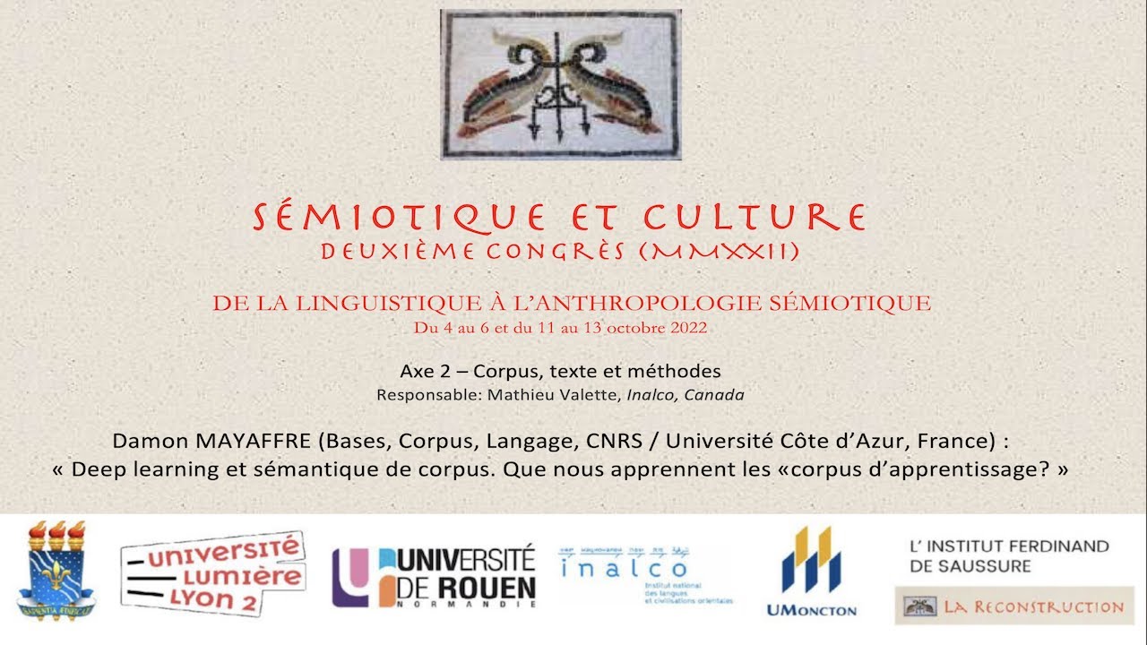 SemiCult II. Axe 2. Damon MAYAFFRE : Deep learning et s&eacute;mantique de corpus