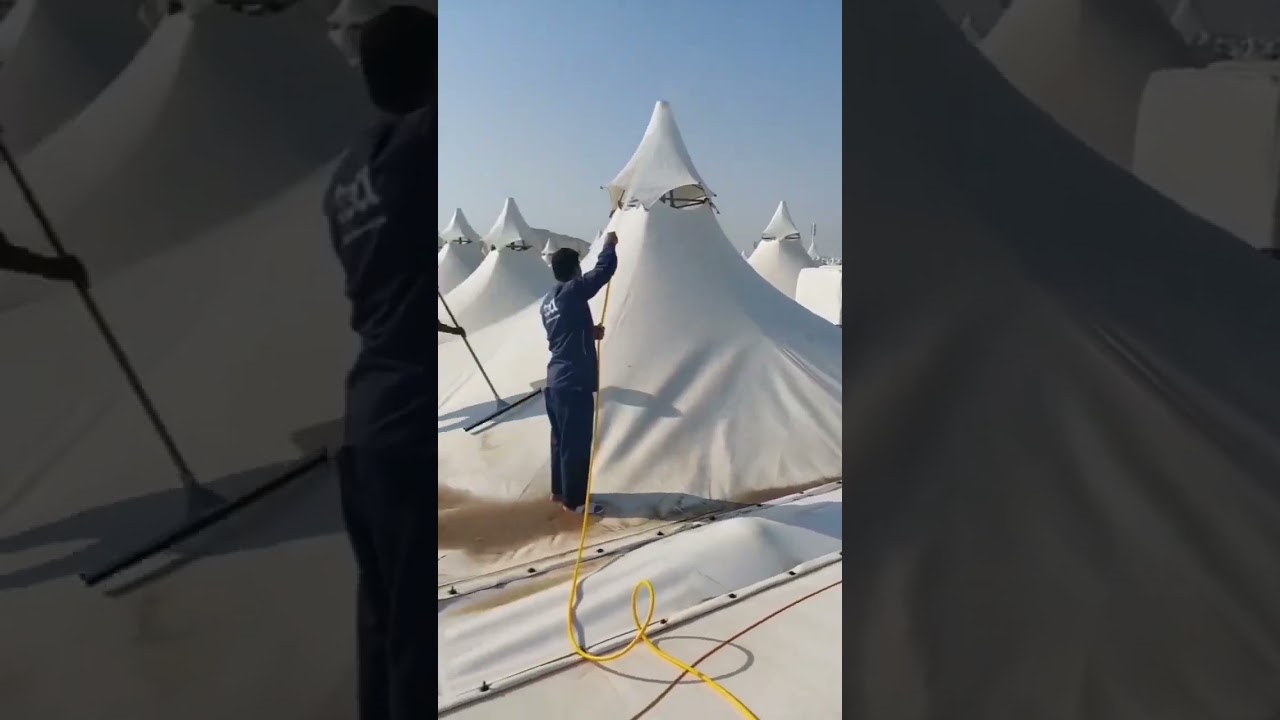 Cleaning The Tent Of Mina Hajj 2024