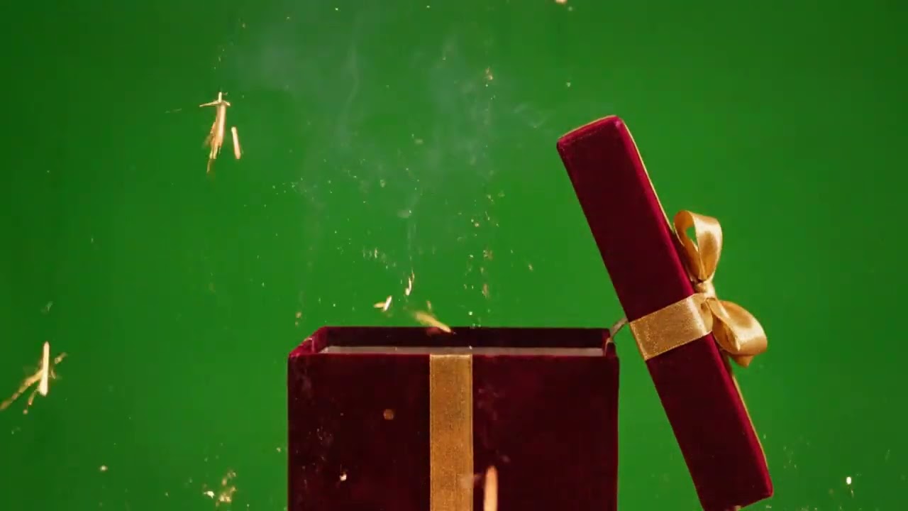 Firework Christmas Gift Box Opening Green Screen Effect (Seamless Loop) 03