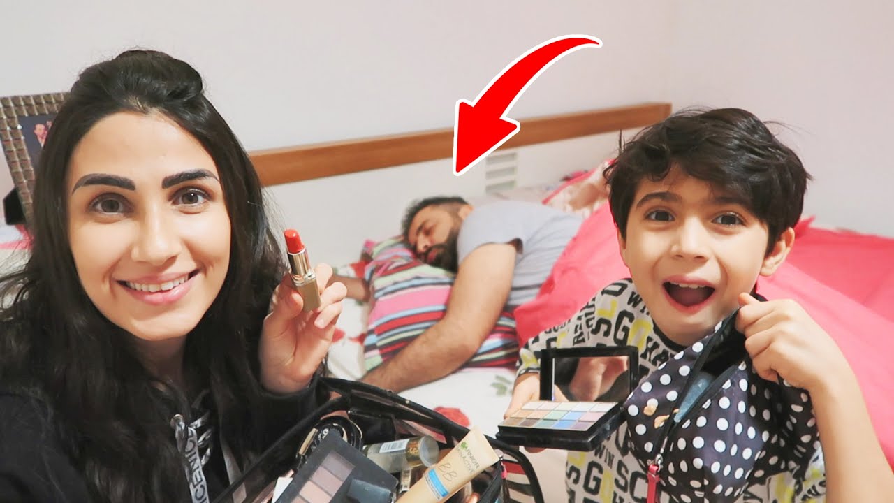 سوينا مكياج للؤي وهو نايم | اقوى مقلب !!