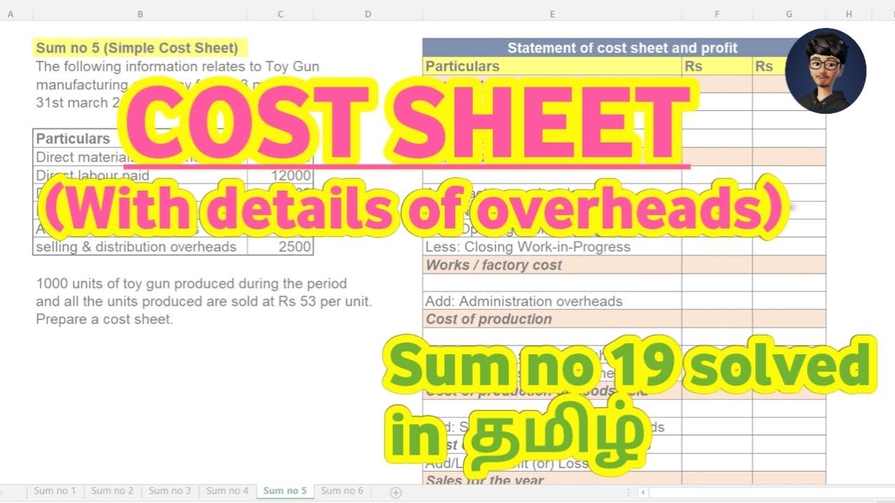 Statement of Cost sheet - sum no 19 solved in Tamil | B.Com M.Com Cost Accounting 