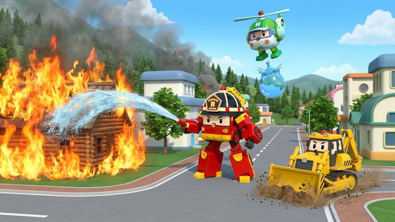 Wildfire Rescue! Forest Fire Safety Teamwork 🚒  Robocar Poli  Kids Cartoons & Safety Lessons