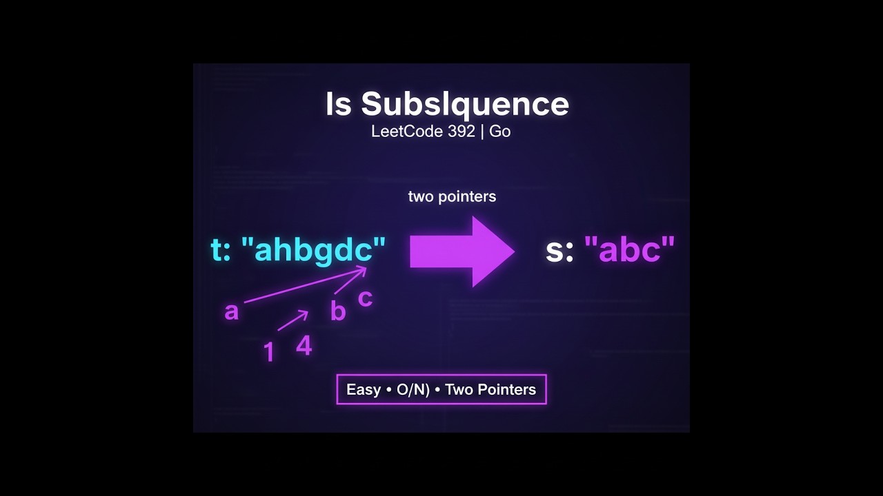 LeetCode 392: Is Subsequence — проверяем подпоследовательность строк (Golang)