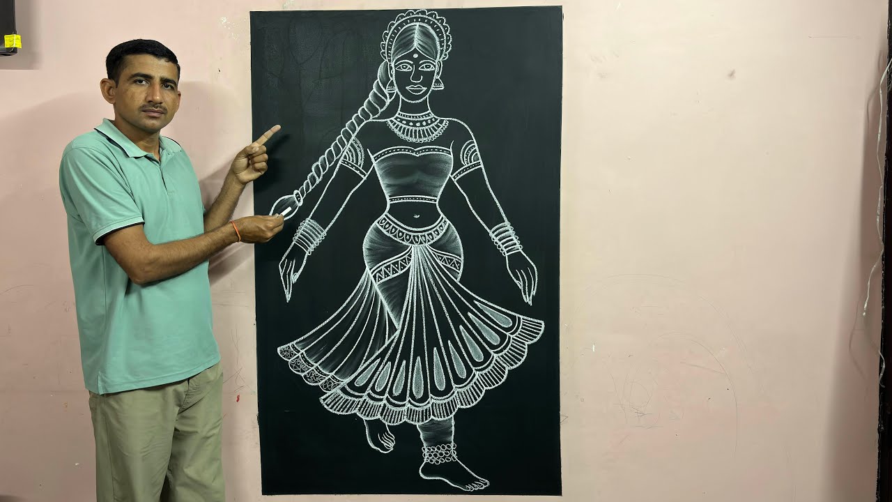 Easy classical dancer drawing tutorial ||💃|| #classicaldance #drawingtutorials #topartist