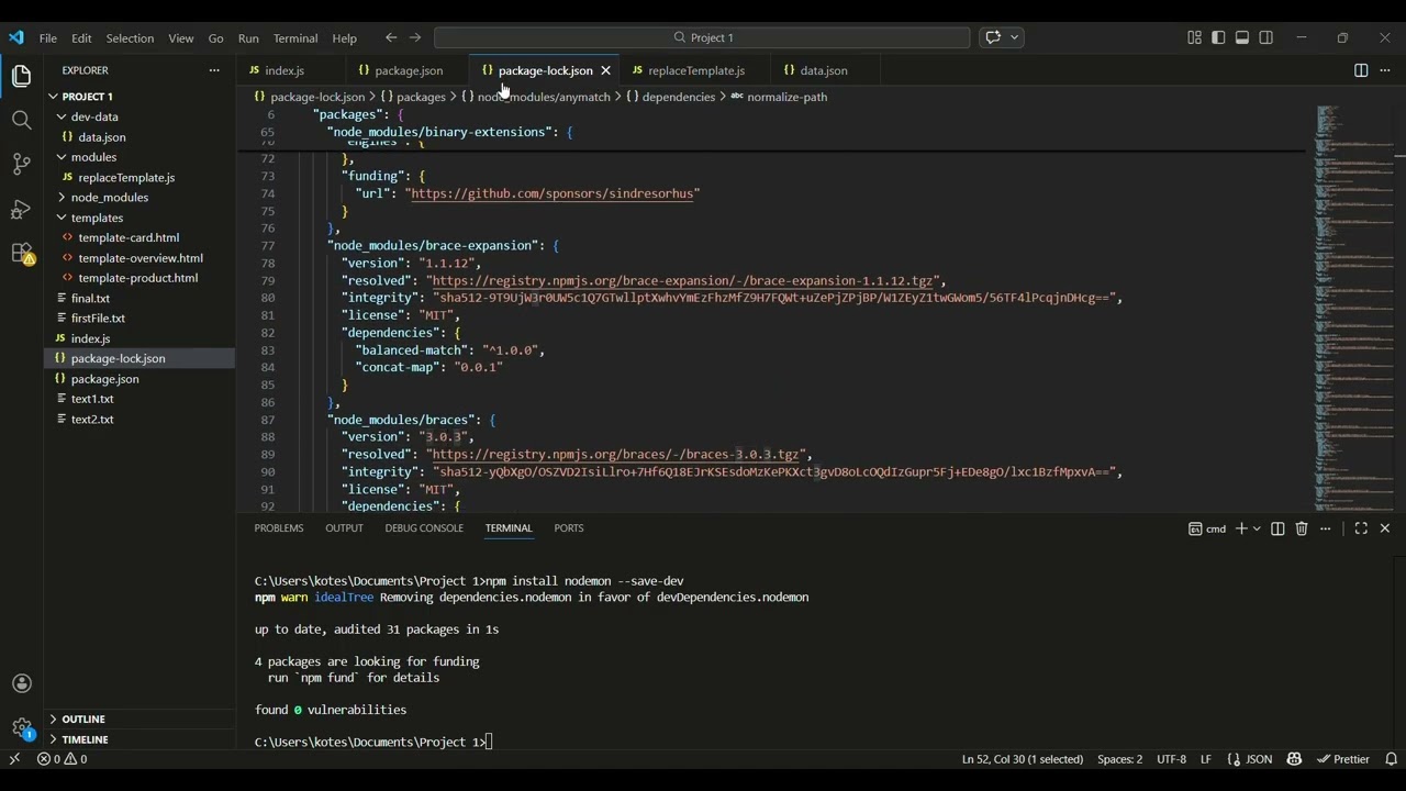 NPM, Package json and Versioning of Modules