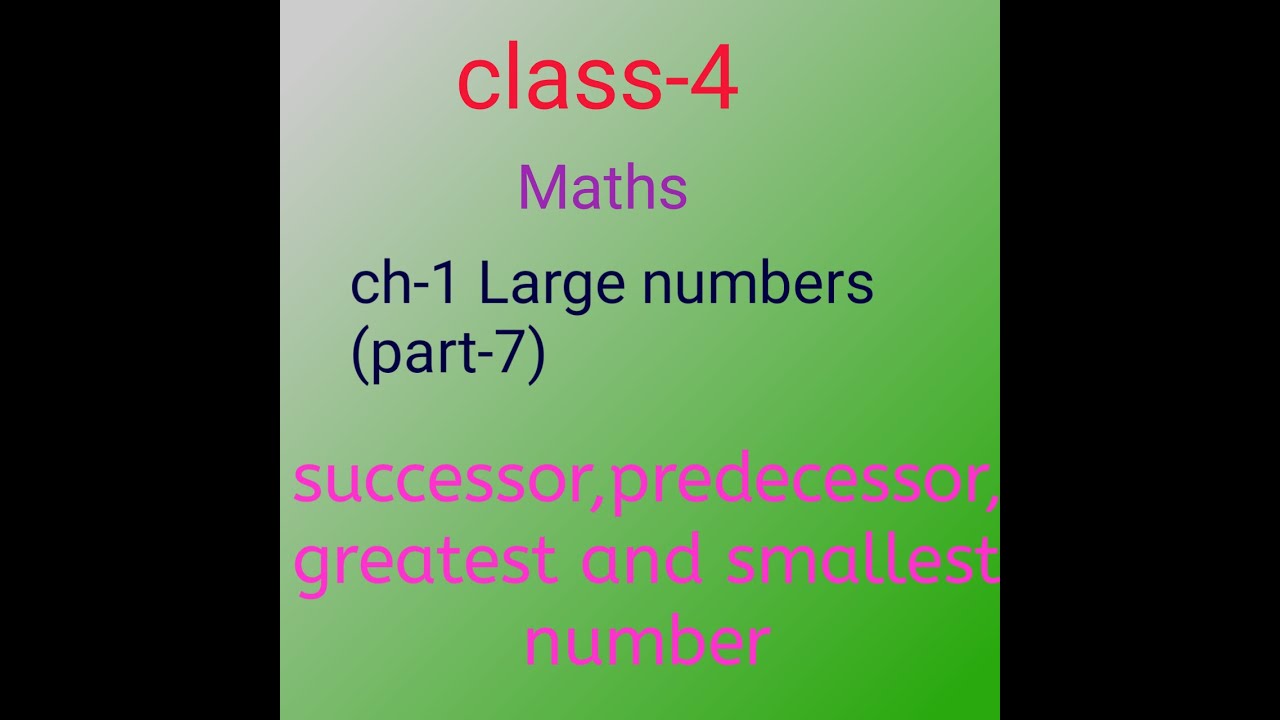 Successor,predecessor,greatest and smallest number||large number||ch-1||Maths