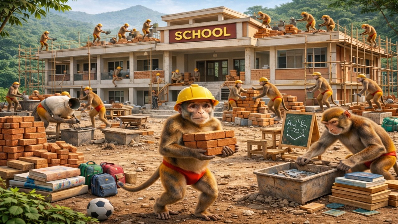 Monkeys Build a School in the Jungle… Like Humans?! 🐒😱 (4K)