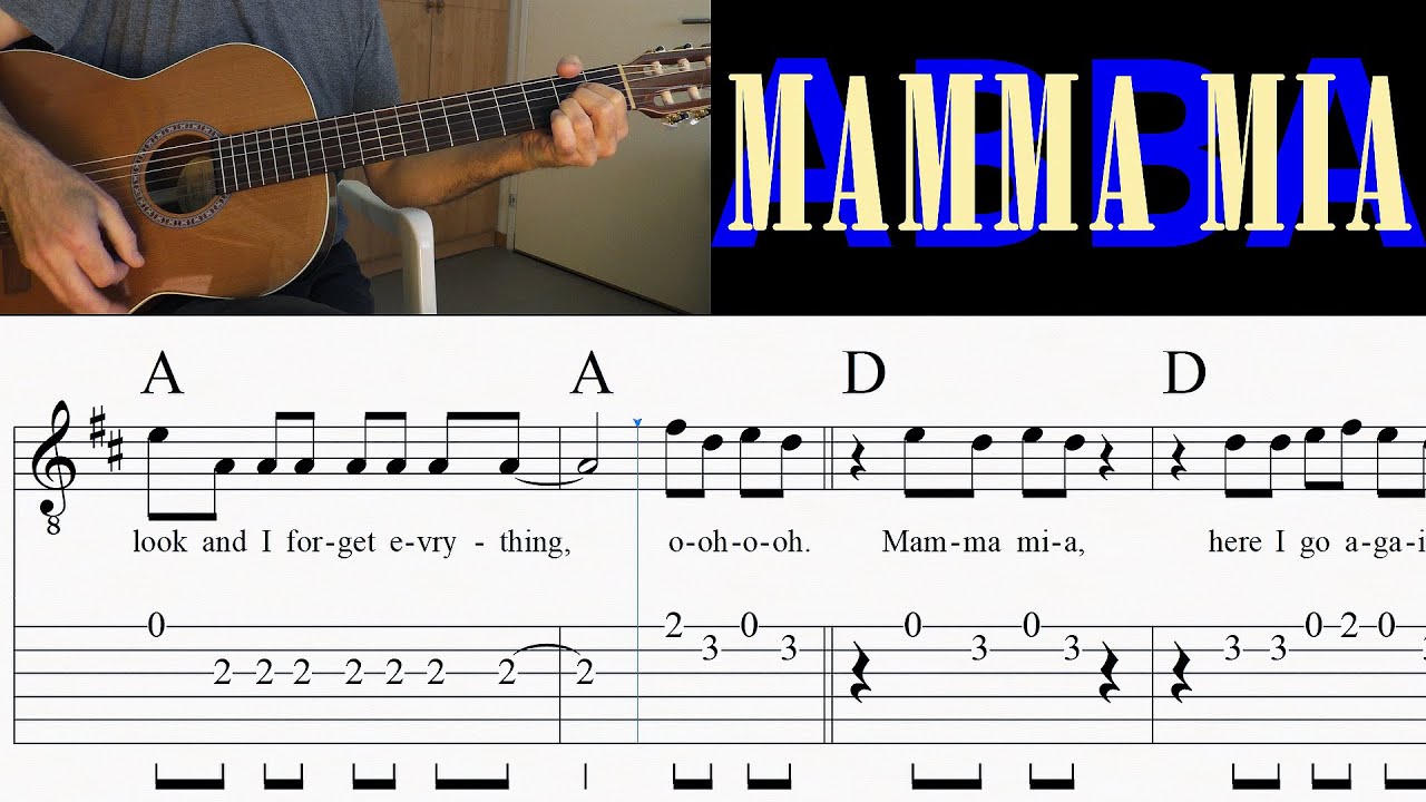 MAMMA MIA | ABBA | Guitar Lesson | Tutorial | Sheet Music & TABs