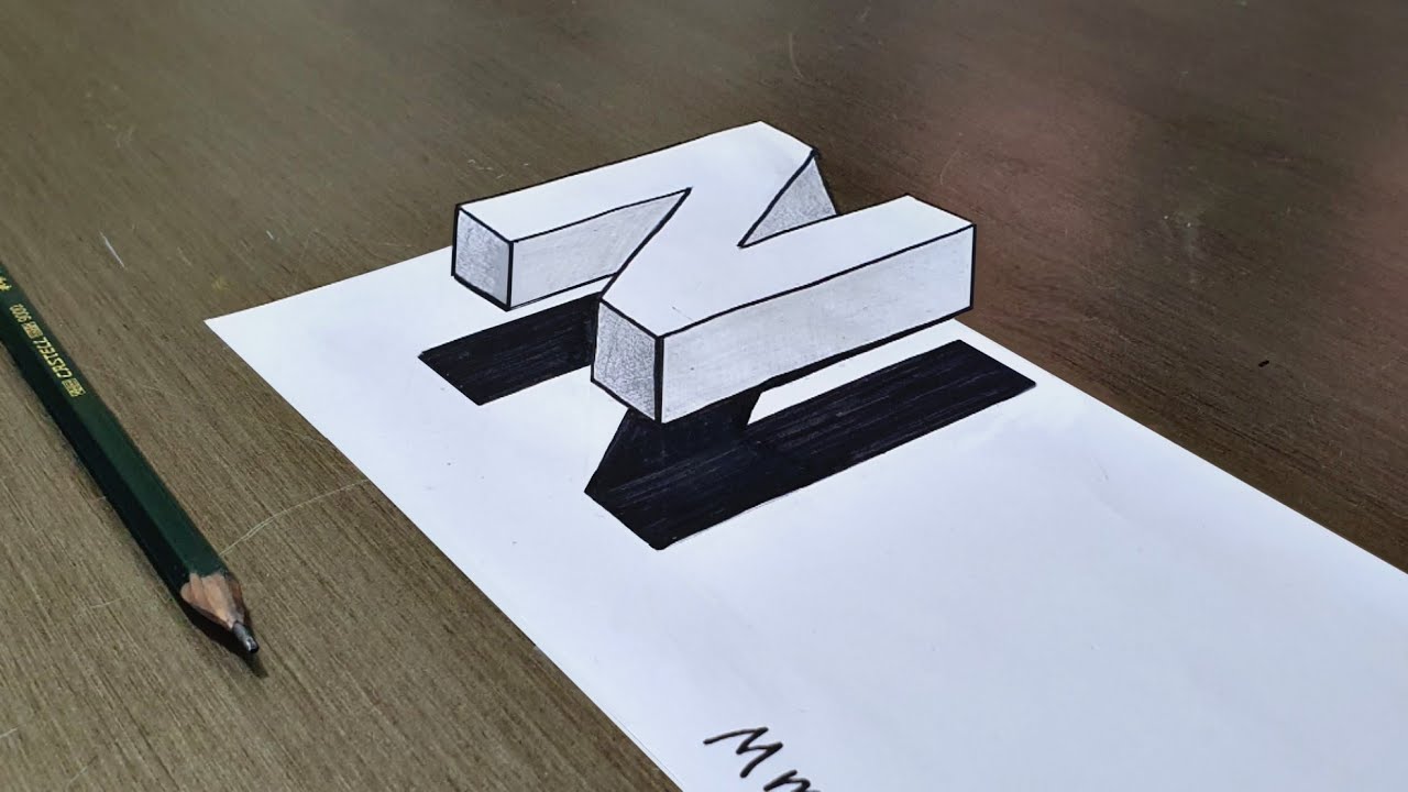 تعليم رسم حرف N ثلاثي الابعاد | 3D art