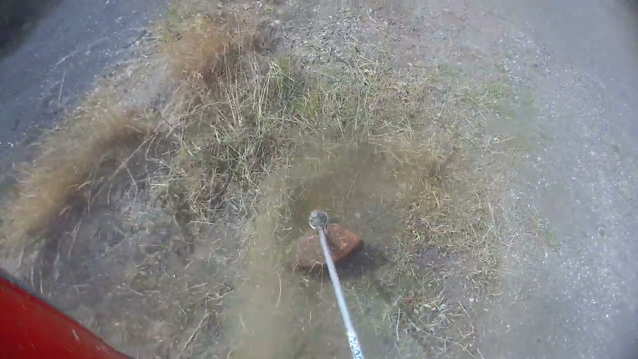 Stihl Electrostart backpack strimmer and blower in action...