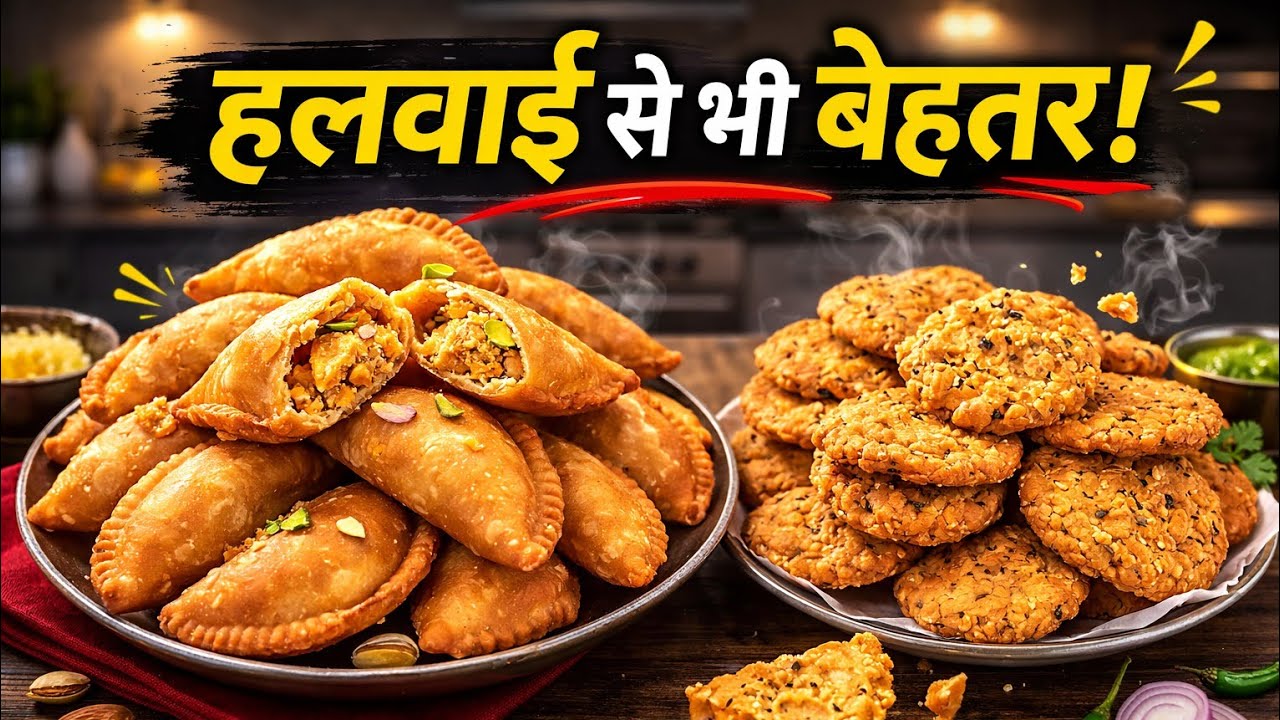 Halwai Jaisa Taste! Gujiya, Mathri & Namakpare Recipe at Home 😍 | Holi Special | #food