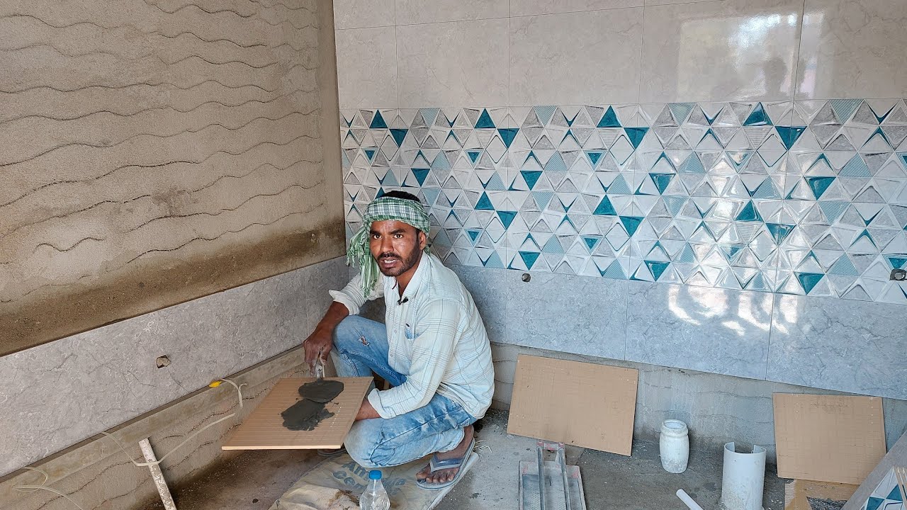 बाथरूम टाइल्स लगाने के लिए  चाल कैसे बनाए// how to install wall tiles// #tiledesign #omtiles #tile