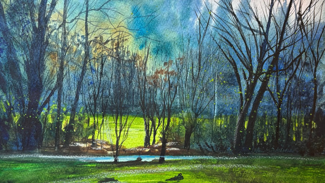How to Paint a Luminous Forest: Watercolor Landscape Step-by-Step | Time-lapse Tutorial