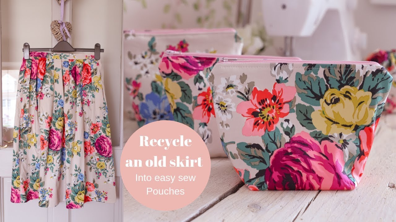 Recycled clothes DIY, Turn a skirt into zipper pouches!