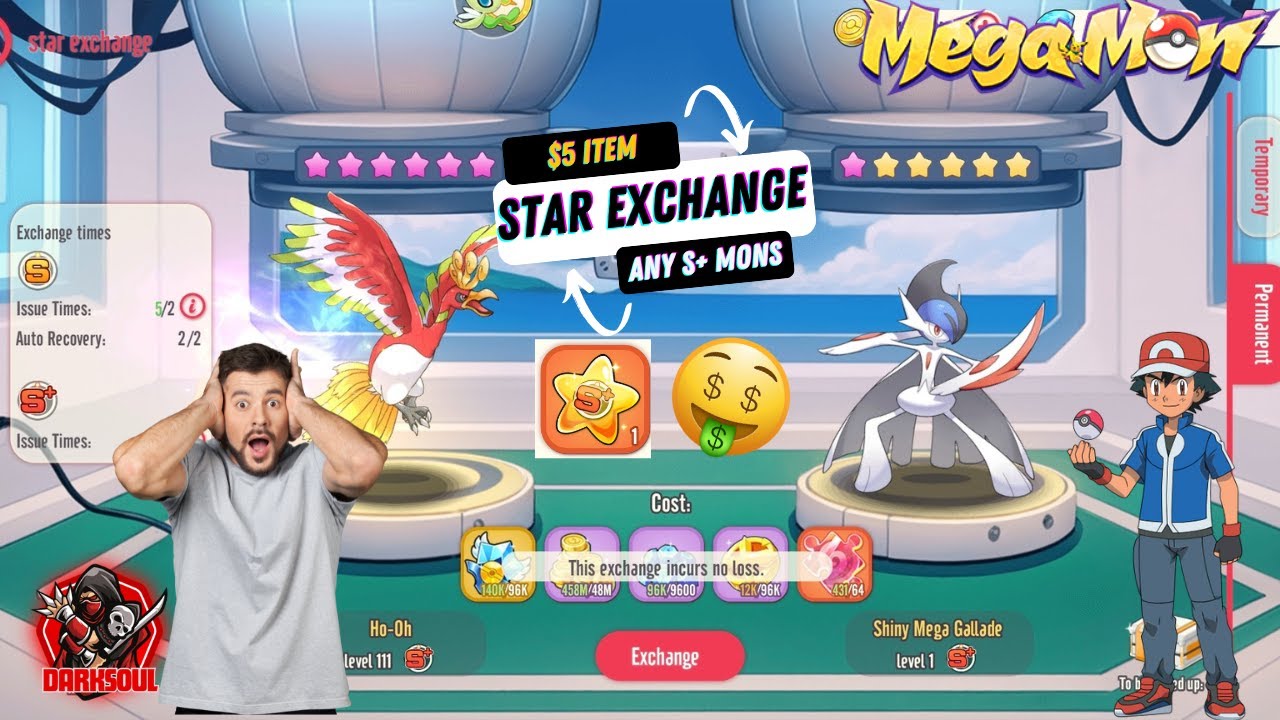 $5 S+  Star Exchange Item Used! 12⭐ Volcanion & Ho-Oh Max Star Upgrade | Megamon Gameplay
