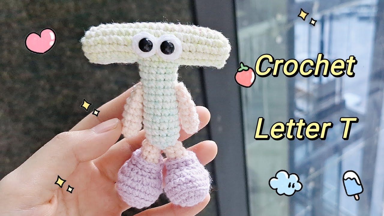 Cách móc chữ T ngộ nghĩnh/ Crochet Letter T/ móc khóa chữ T