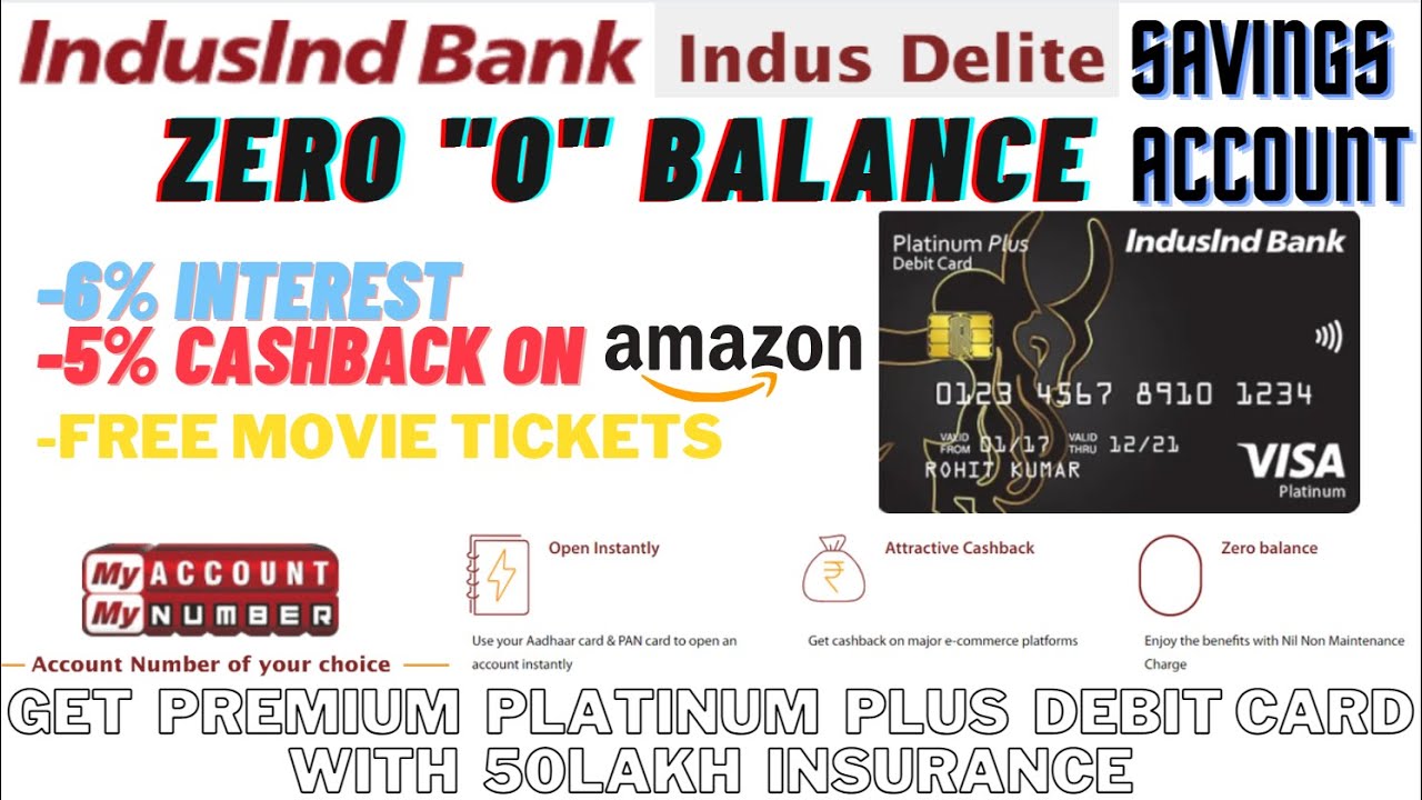 IndusInd Delite ZERO Balance Savings Account | Premium Debit ,5% cashback, Free ticket #TheTechFact